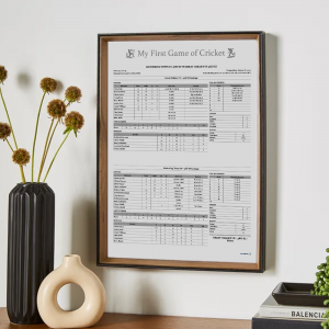 Custom Printed Cricket Scorebooks and Scorecards first game cricket a3 framed scoresheet