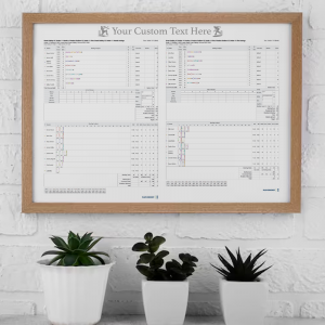 Personalised cricket scorecard print with custom title